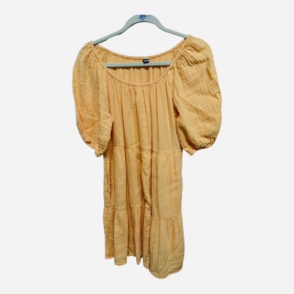 Old Navy Puff Sleeve Tiered Swing Dress Orange Size medium Sundress Short Sleeve - Picture 1 of 6